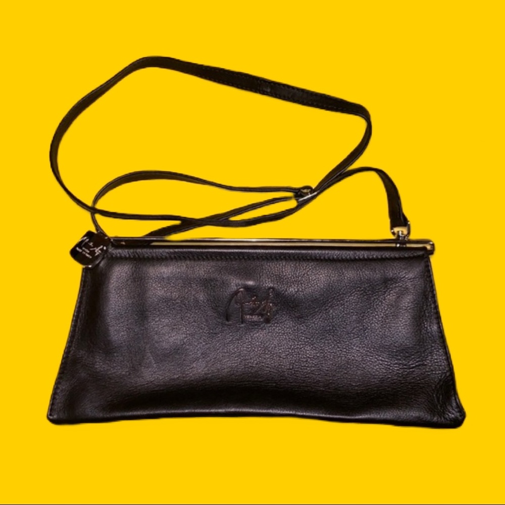 🟠 Renato Angi 🟠 ‘Vanesia’ black lambskin leather cross body bag/clutch - Picture 1 of 9
